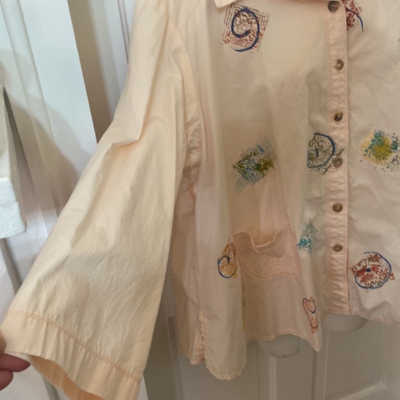 Original Handmade Smock Style Button Down Blouse Top by Designer Jeanie O’Neill. - Picture 4 of 7